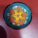 El Yapımı Seramik Küllük, Renkli Desenli, 10 cm Çap, 4 cm Yükseklik, 1 Adet