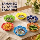 El Yapımı Seramik Papatya Desenli Sunumluk Kase Takımı 6 Parça Kalp, Kare, Elma & Papatya Formlu Çerez, Reçel, Sos Kaseleri Dekoratif Sofra Seti Bulaşık Makinesi Uyumlu Hediyelik, DAISY SHAPE