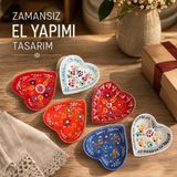 El Yapımı Seramik Papatya Desenli Sunumluk Kase Takımı 6 Parça Kalp, Kare, Elma & Papatya Formlu Çerez, Reçel, Sos Kaseleri Dekoratif Sofra Seti Bulaşık Makinesi Uyumlu Hediyelik, HEART DAISY