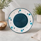 El Yapımı Seramik Sarımsak Rendesi Rende Tabağı Zencefil, Parmesan, Çikolata ve Peynir Rendesi Sarımsak Ezici Dekoratif Mutfak Tabağı Çeyizlik Eşya, TEAL BLOSSOM