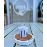 El Yapımı Seramik Yaz Serisi Mavi Çizgili Shot Espresso Fincanı Mug - Seçenek 1