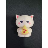 El Yapımı Sevimli Kedi Figürü, Pizza Dilimli Dekoratif Biblo, Beyaz