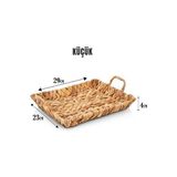El Yapımı Su Sümbülü Hasır Kulplu Dekoratif Tepsi Küçük Boy (29CM*23CM*4CM) - Kestane Akaju - Option-1
