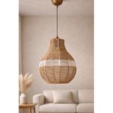 El Yapımı Tekli Sarkıt Avize 65x25 cm – Modern Dekoratif Tavan Lambası, Handmade Pendant Light, E27 Uyumlu, Salon Mutfak Yatak Odası Aydınlatma – Lumveran (Jüt-Beyaz)