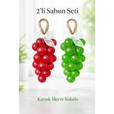 El Yapımı Üzüm Salkım Sabun - Kırmızı ve Yeşil (2'li Set)