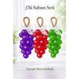 El Yapımı Üzüm Salkım Sabun - Kırmızı, Yeşil ve Mor (3'lü Set)