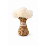 El Yapımı Vintage Tasarım Doğal Hasır Vazo,18 cm,Dekoratif Flower Yazılı Bohem Rattan Saksı,Çiçeklik Bej
