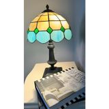El Yapımı Vitray Retro Barok Abajur Masa Lambası Oturma ve Yatak Odası Yeşil Beyaz Siyah