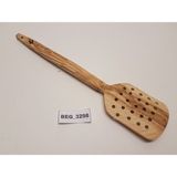 El Yapımı Zeytin Ağacı Delikli Spatula, Dayanıklı ve Şık Tasarım - Ahşap - Bej - Seçenek 1