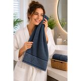 El Yüz Havlusu 50x90 cm%100 Pamuk Kısmi Kadife Jakar Nova Collection (İndigo)