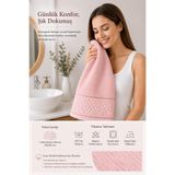 El Yüz Havlusu 50x90 cm%100 Pamuk Kısmi Kadife Jakar Nova Collection (Pembe)