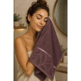 El Yüz Havlusu 50x90 cm%100 Pamuk Kısmi Kadife Lunaria Collection 230 Gr (Mürdüm)