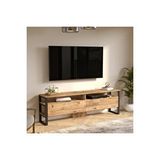 EL19 Elanor 180CM Metal Tv Ünitesi Tv Sehpası 2 Kapaklı ELA19-A - Atlantik Çam