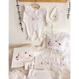 Ela Baby Kelebek Nakışlı Bebek Hastane Çıkışı - 001 Kırık Beyaz - 0 - 3 Ay