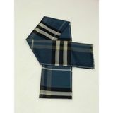 Ela Şal % 20 Ipek Burberry Kadın Şal - Mavi