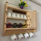 Ela Wood Working Doğal Ahşap Country Tasarım Kapaklı Mutfak Rafı / Terek - Ahşap Rengi