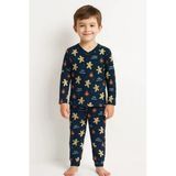 Ela777 Girls & Boys Erkek Bebek Pijama Takımı Kurabiye Desenli 3 Yaş, Lacivert