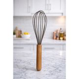 Ela&Elis Bambu Saplı Silikon Yumurta Çırıpıcı - Çırpma Teli 24 cm KAHVE