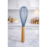 Ela&Elis Bambu Saplı Silikon Yumurta Çırıpıcı - Çırpma Teli 24 cm MAVİ