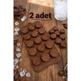 Ela&Elis Elara Silikon Buz Kalıbı/ Çikolata Kalıbı/Dondurma Kalıbı/Kurabiye Kalıbı 15 Bölmeli 2 Adet