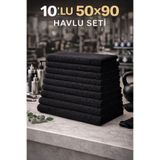 Elaganya Siyah Spor Fitness Havlusu Leke Tutmayan Kuaför Berber Havlu 50x90 Cm 10 Adet