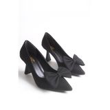 ELAIA SHOES ARLENA Kadın Büyük Fiyonklu Topuklu Ayakkabı Siyah