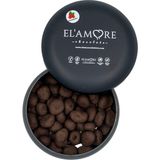 Elamore Şeker İlavesiz, Glütensiz, Vegan Turna Yemişli Bitter Çikolata - Siyah Yuvarlak Metal Kutu, 150 gr