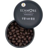 Elamore Şeker İlavesiz, Glütensiz, Vegan Yer Fıstıklı Bitter Çikolata - Siyah Yuvarlak Metal Kutu, 150 gr