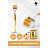 Elamour - Orijinal Titanyum Iğneli - 0,50MM 540 Iğneli Saç ve Cilt Bakım Dermaroller - Serum Seti Hediyeli - Sarı