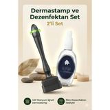 Elamour Siyah Dermastamp 140 Titanyum İğneli Ayarlanabilir Ölçülü Dezenfektan Hediyeli Cilt Bakım