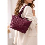 Elan Collection Kadın Çanta Kapitone Desen Günlük Orta Boy El Kol ve Omuz Çantası Bordo