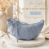 Elan Collection Kadın Yeni Sezon Premium Yumuşak Suni Deri Kuruvasan Model Çapraz ve Omuz Çantası Buz Mavisi