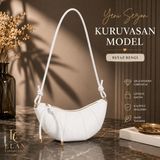 Elan Collection Kadın Yeni Sezon Premium Yumuşak Suni Deri Kuruvasan Tarz Çapraz ve Omuz Çantası Beyaz