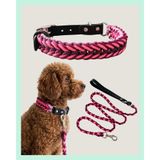 ELAR El Yapımı Deri ve Paracord Köpek Boyun Tasması & Gezdirme Tasması Seti – Kalın ve Dayanıklı, Ayarlanabilir – Örgü Strong 14 (Mor & Fuşya) (Large (46-56 cm))