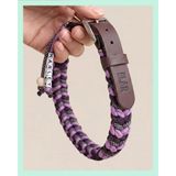 ELAR El Yapımı Paracord & Hakiki Deri Köpek Boyun Tasması – Örgü Strong 12 | Kişiye Özel İsimli, Ayarlanabilir, Dayanıklı, Mor & Lila (Large (46-56 cm))