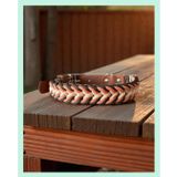 ELAR El Yapımı Paracord ve Deri Köpek Boyun Tasması – Ayarlanabilir, Dayanıklı – Örgü Strong 11 (Krem, Kahverengi & Somon) (XLarge (55-63 cm))