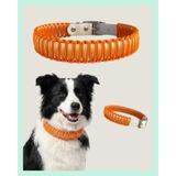 ELAR El Yapımı Paracord ve Deri Köpek Boyun Tasması – Ayarlanabilir, Dayanıklı – Örgü Urban 12 (Krem & Turuncu) (Medium (39-47 cm))