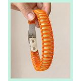 ELAR El Yapımı Paracord ve Deri Köpek Boyun Tasması – Ayarlanabilir, Dayanıklı – Örgü Urban 12 (Krem & Turuncu) (Small (32-40 cm))