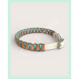 ELAR El Yapımı Paracord ve Deri Köpek Boyun Tasması – Ayarlanabilir, Dayanıklı – Örgü Urban 13 (Mavi & Turuncu) (Large (46-56 cm))