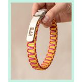 ELAR El Yapımı Paracord ve Deri Köpek Boyun Tasması – Ayarlanabilir, Dayanıklı – Örgü Urban 14 (Pembe & Sarı) (Medium (39-47 cm))
