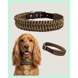 ELAR El Yapımı Paracord ve Deri Köpek Boyun Tasması – Ayarlanabilir ve Dayanıklı – Örgü Urban 09 (Krem & Kahverengi) (XLarge (55-63 cm))