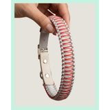 ELAR El Yapımı Paracord ve Deri Köpek Boyun Tasması – Ayarlanabilir ve Dayanıklı – Örgü Urban 10 (Gümüş & Kırmızı) (Medium (39-47 cm))