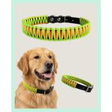ELAR El Yapımı Paracord ve Deri Köpek Boyun Tasması – Ayarlanabilir ve Dayanıklı – Örgü Urban 11 (Turuncu & Fosforlu) (Medium (39-47 cm))