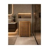 Elarque Çamaşır Sepeti Bambu Kapaklı Modern Banyo , 100 Litre Hacimli