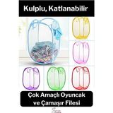 Elarque Çamaşır Sepeti Renkli Çok Amaçlı Fileli Saklama Sepeti - Oyuncak ve Çamaşır Düzenleyici