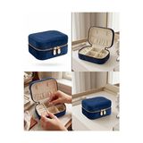 Elarque Makyaj & Takı Organizeri Lacivert Kadife Seyahat Takı Kutusu - 12X8CM