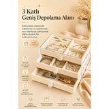 Elarque Makyaj & Takı Organizeri Şeffaf Kadife Takı Kutusu, Çekmeceli ve Güvenli Saklama Çözümü