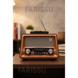 Elarque Nostaljik Radyo Büyük Ahşap Eskitme Görünümlü Kumandalı Retro Radyo