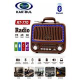 Elarque Nostaljik Radyo LED Işıklı Çok Fonksiyonlu Müzik Çalar Radyo