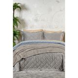 Elart Alice Kombin Set Yatak Örtüsü Nevresim Takımı Battaniye Çeyiz Seti (240x260 cm) Taş - Taş Rengi